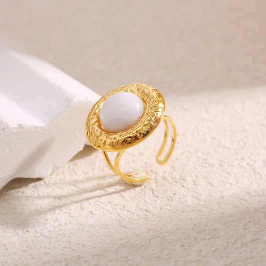 Bague pierre blanche